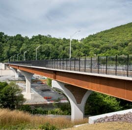 The structural steel for the Jim Thorpe Memorial Bridge was fabricated by High Steel Structures.